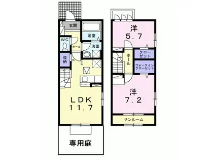 カームリー長洲本通III(2LDK/1階)の間取り写真