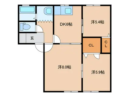 パークサイド久野  III(3DK/1階)の間取り写真