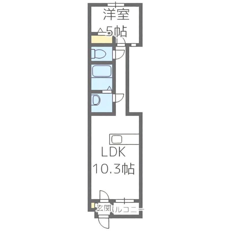 トレジャーキャッスル参番館(1LDK/4階)の間取り写真