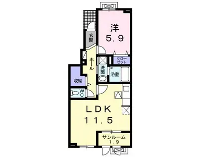 アルピナ II(1LDK/1階)の間取り写真
