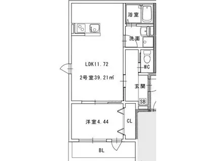メゾンクレール長嶺南(1LDK/2階)の間取り写真