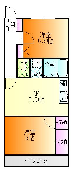 メゾンステラ(2DK/3階)の間取り写真
