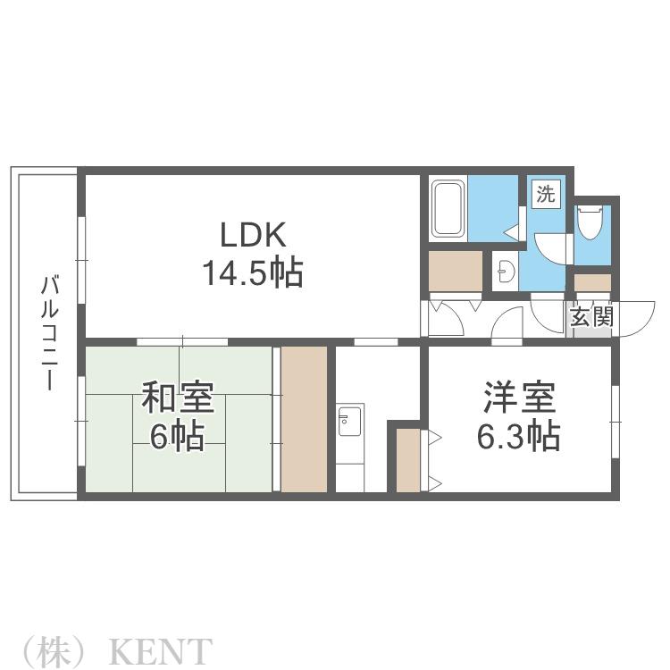 サンハイツ丸果(2LDK/2階)の間取り写真