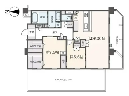 アトラス中野中央(2LDK/5階)の間取り写真