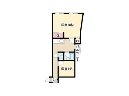 カヤノビル(2K/3階)の間取り写真