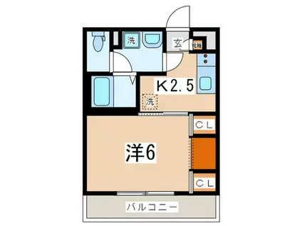 リブリ・上つるま(1K/1階)の間取り写真