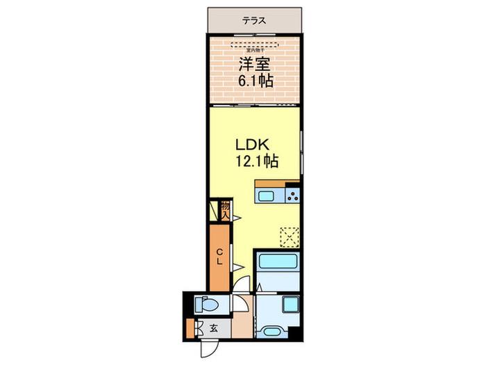 ヴェラ ロホ(1LDK/1階)の間取り写真