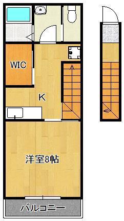 エクシヴ上富野(1K/2階)の間取り写真