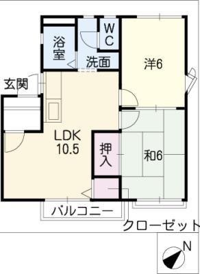 ハイホーム新宮(2LDK/1階)の間取り写真