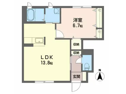 シャーメゾンサンモール A棟(1LDK/1階)の間取り写真