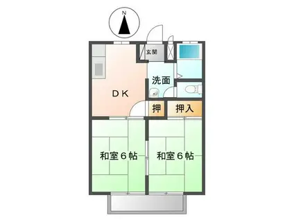 サンライフマエダA棟(2DK/2階)の間取り写真
