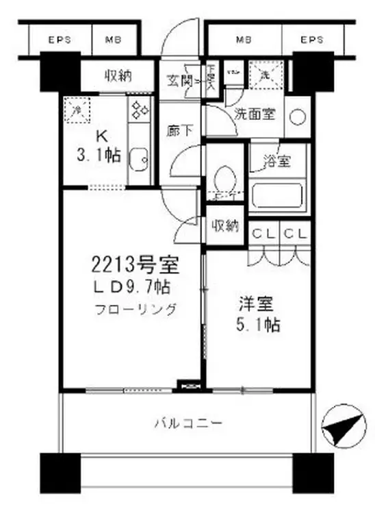 アウルタワー 22階階 間取り