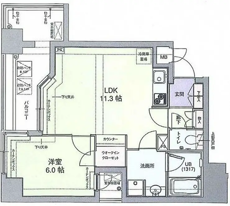 ドルチェ日本橋浜町・壱番館 11階階 間取り