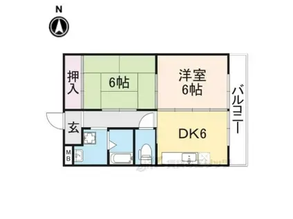 サウス香里(2DK/3階)の間取り写真