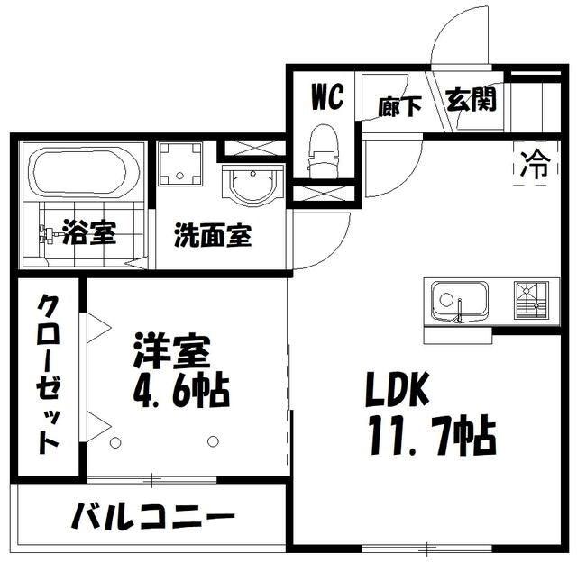 D-HILLS半田町(1LDK/3階)の間取り写真