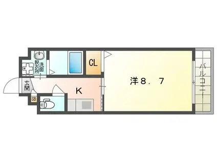 マンション・グラース(1K/1階)の間取り写真