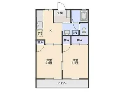 ハイツ大利根II(2K/2階)の間取り写真