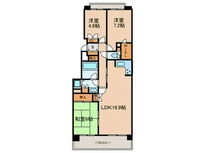 パーク・ハイム神戸熊内町(3LDK/2階)の間取り写真