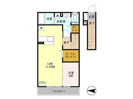日暮里・舎人ライナー 谷在家駅 徒歩11分 2階建 築17年(1LDK/2階)の間取り写真