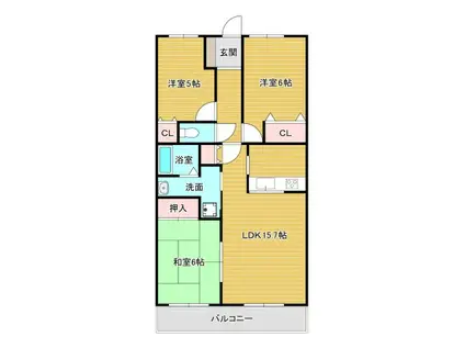 グランドメゾン富田林(3LDK/3階)の間取り写真