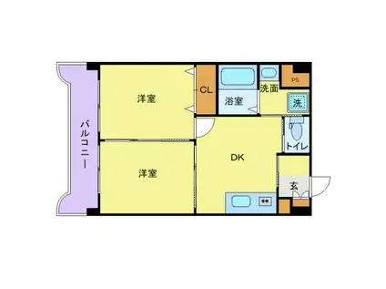 フローラTWO(2DK/5階)の間取り写真