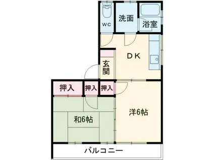 ホワイトレジデンス(2DK/1階)の間取り写真