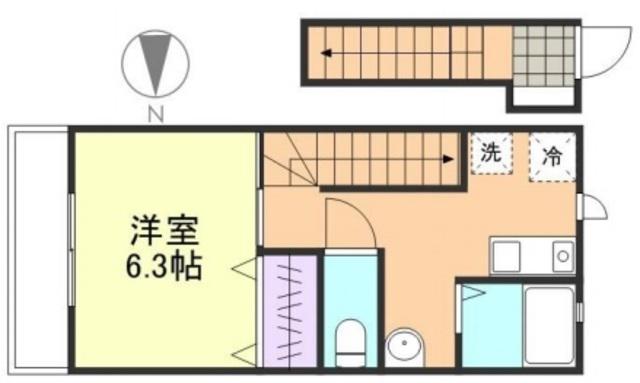 CASA ウエスト(1K/2階)の間取り写真