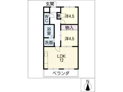ルミエール勝川(2LDK/3階)の間取り写真