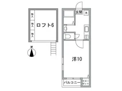 グリーンフォレスト 2階(1K/2階)の間取り写真