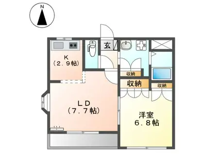 シャンティ(1LDK/2階)の間取り写真