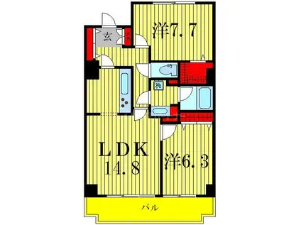 アコール北千住(2LDK/13階)の間取り写真