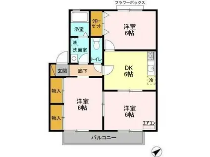 エレファントファイブ(3DK/2階)の間取り写真