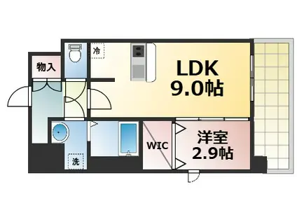 シャテーニュ上本町(1LDK/7階)の間取り写真