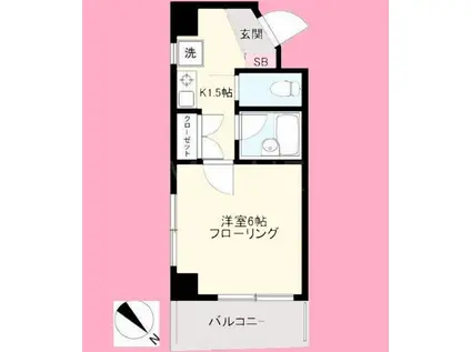 ジュネスさかえ(1K/5階)の間取り写真