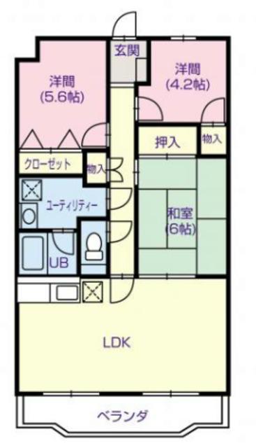 スプランディード(2LDK/1階)の間取り写真