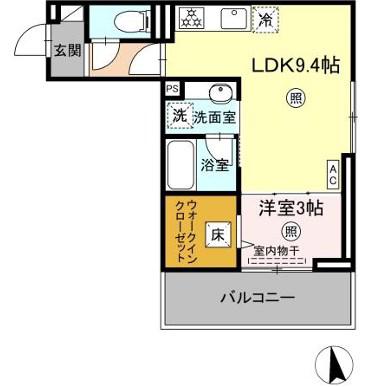 D-ROOM西町(1LDK/1階)の間取り写真