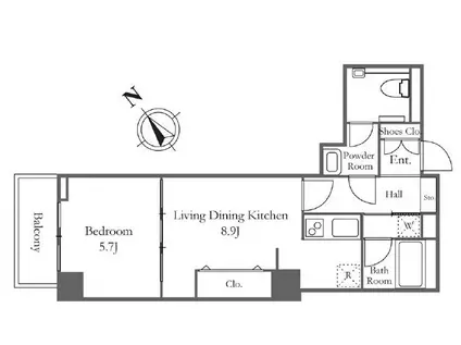 リバーシティ21新川(1LDK/30階)の間取り写真