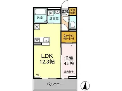 D-ROOM日の出(1LDK/3階)の間取り写真