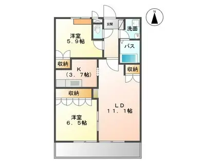 フォルトゥーナ(2LDK/2階)の間取り写真