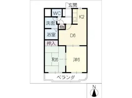 ピースハイツ(2DK/3階)の間取り写真
