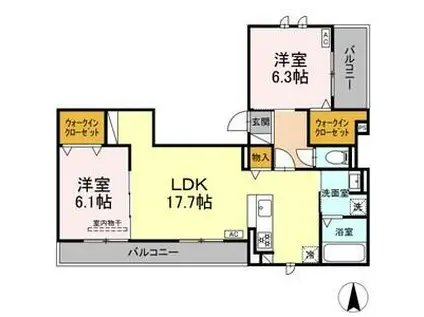 D-AVANCE 花田(2LDK/3階)の間取り写真