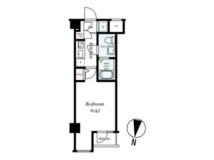 スカイコート神楽坂参番館(1K/2階)の間取り写真