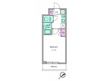 レジディア行徳(1K/2階)の間取り写真