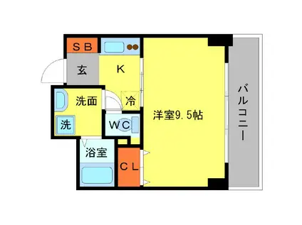 ウィスタリア京橋(1K/6階)の間取り写真