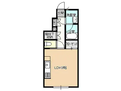 LIEN(ワンルーム/1階)の間取り写真