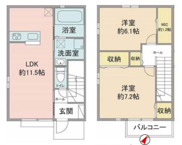 アルティアB(2LDK/1階)の間取り写真