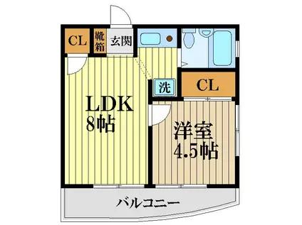 ウェルシー小川A棟(1LDK/6階)の間取り写真