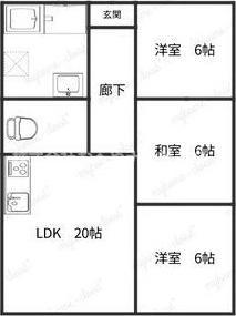 メゾン孝東(3LDK/4階)の間取り写真