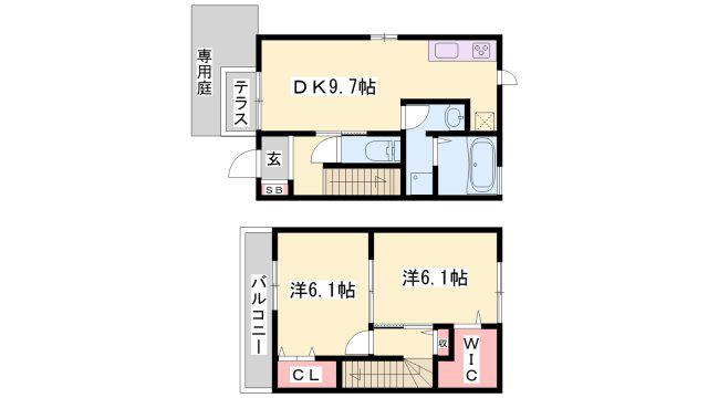 ソフィア ルミエールII(2DK/2階)の間取り写真
