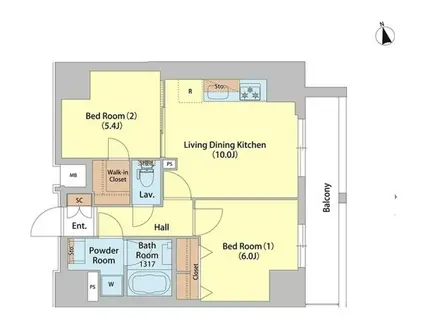 SAION町屋 旧レフィールオーブ町屋駅前(2LDK/15階)の間取り写真